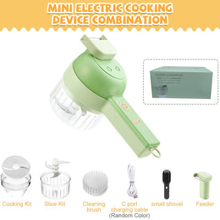 Vegetable Cutter Set 4 In 1 Handheld Electric Durable Chili Vegetable Crusher Kitchen Tool USB Charging Ginger Masher Machine