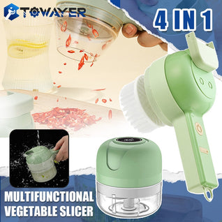 Vegetable Cutter Set 4 In 1 Handheld Electric Durable Chili Vegetable Crusher Kitchen Tool USB Charging Ginger Masher Machine