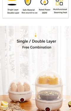 Multi Function Egg Steamer Electric Egg Cooker Corn Milk Steamed Kitchen Cooking Machine Rapid Double Layer Egg Boiler Steamer
