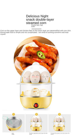 Multi Function Egg Steamer Electric Egg Cooker Corn Milk Steamed Kitchen Cooking Machine Rapid Double Layer Egg Boiler Steamer
