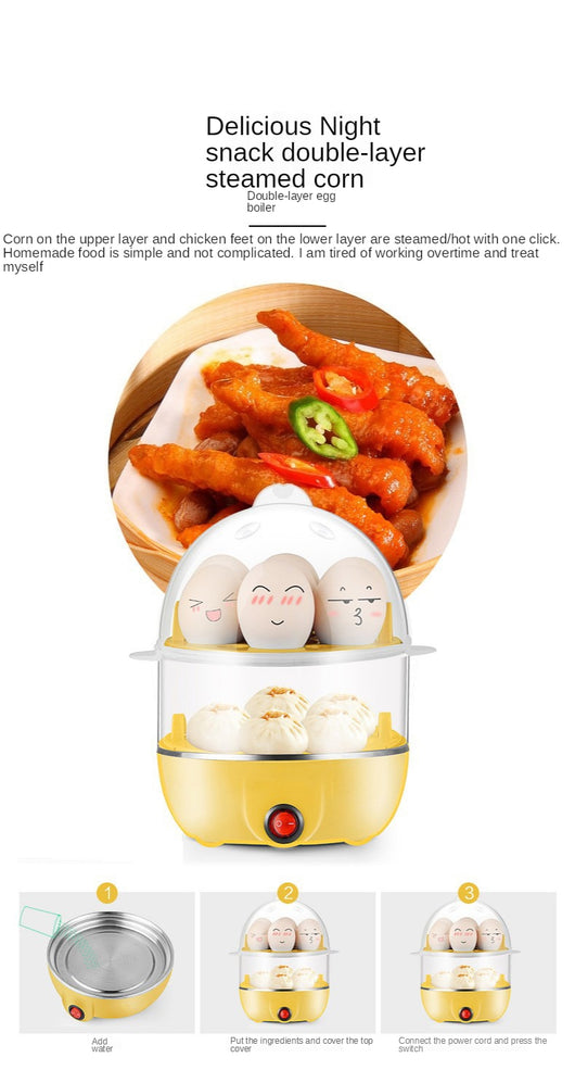 Multi Function Egg Steamer Electric Egg Cooker Corn Milk Steamed Kitchen Cooking Machine Rapid Double Layer Egg Boiler Steamer