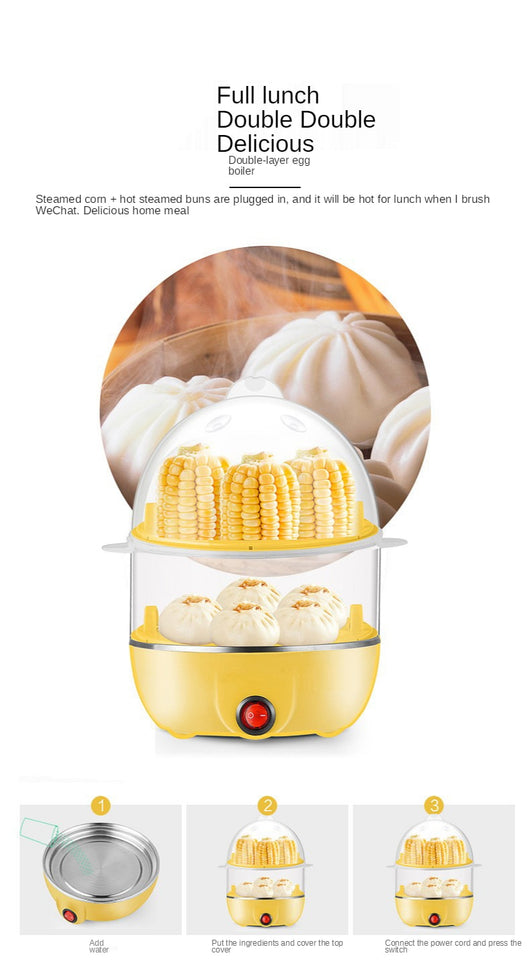 Multi Function Egg Steamer Electric Egg Cooker Corn Milk Steamed Kitchen Cooking Machine Rapid Double Layer Egg Boiler Steamer