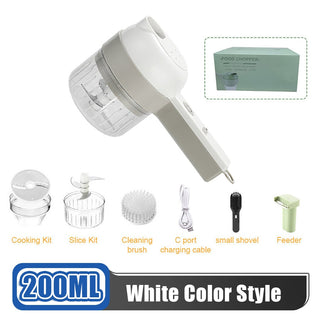 Vegetable Cutter Set 4 In 1 Handheld Electric Durable Chili Vegetable Crusher Kitchen Tool USB Charging Ginger Masher Machine